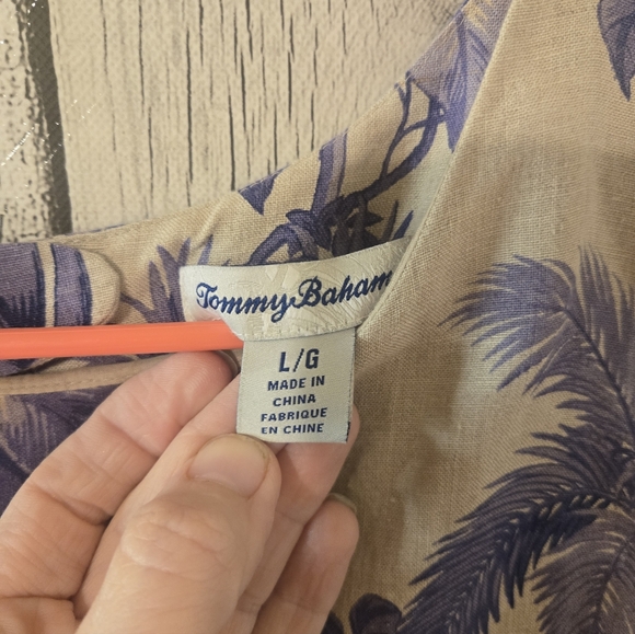 Tommy Bahama Wild Paradise Linen Shift Dress Blue Tropical L Large - Picture 4 of 8